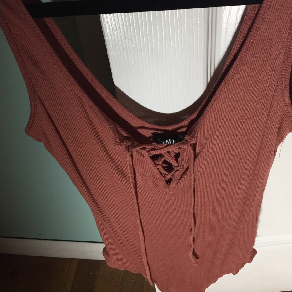 Forever 21 Mauve Pink Tie Front Bodysuit Medium